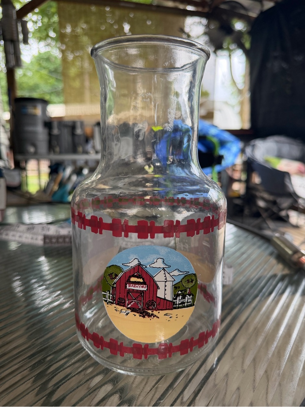 Carafe Juice Jar KIG Vintage Barnyard Farm Pitcher
